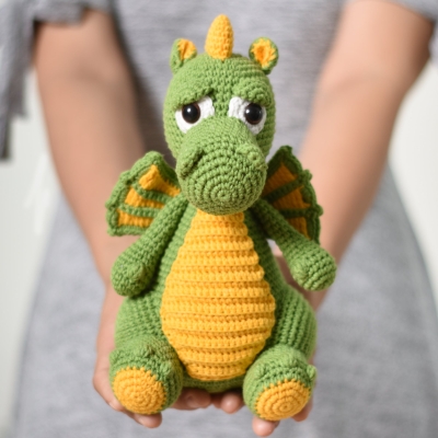 Drake Dragon Amigurumi Stuffed Toy - Green Dragon Crochet Handmade- Gift For Kid