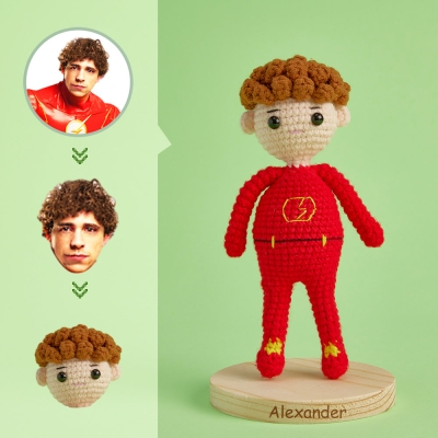 Custom Face Crochet Doll Personalized Gifts Handwoven Mini Dolls - Flash