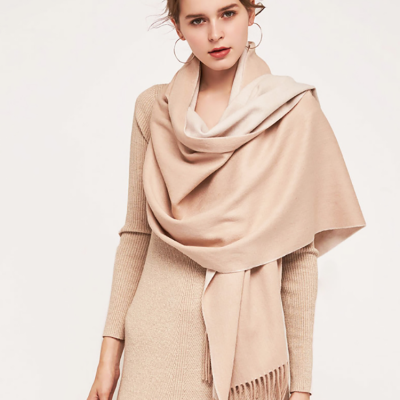 Women's Wool Reversible Scarf Fall/Winter Color Block Super Soft Scarf