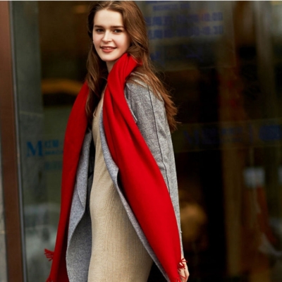 Unisex Wool Scarf Autumn And Winter Warm Solid Color Thickened Large Shawl