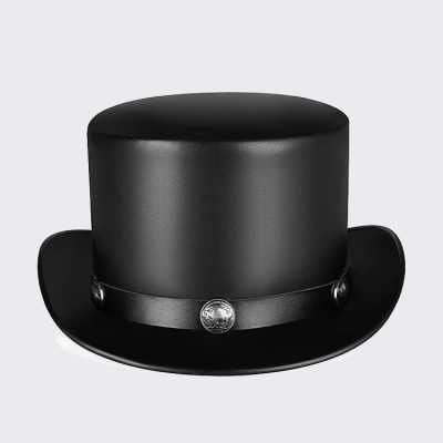   Steampunk Style Leather Hat With Buffalo Nickle Coins Leather Band Magic Top Hats for Men & Women