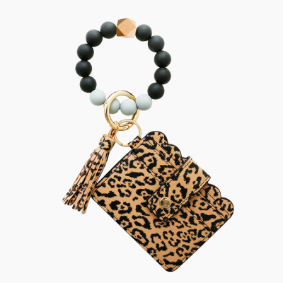 Silicone Keychain Bracelet Wallet, Women Key Wallet, Key Ring Silicone Bead Bangle, Tassel Card Pocket Key Chains for Woman