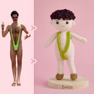 Full Body Customizable 1 Person Custom Crochet Doll Personalized Gifts Handwoven Mini Dolls - Funny Man Bikini