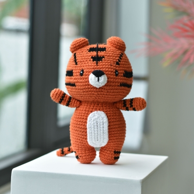 Tiger Crochet Stuffed Amigurumi - Wild Animal Crochet Toy - Natural Tiger Cub Crochet | Gift For Baby