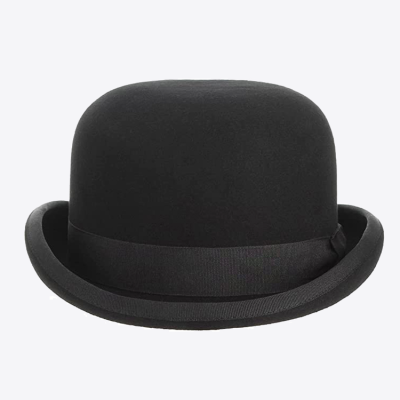 Black Derby Hat 100% Wool Theater Quality Hat Bowler Hat for Men Women Vintage Costumes