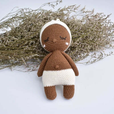 Sleeping Baby Hoki Amigurumi Crochet Animal Handmade Stuffed Toy Doll