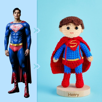 Full Body Customizable 1 Person Custom Crochet Doll Personalized Gifts Handwoven Mini Dolls - Superman
