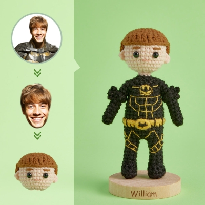 Custom Face Crochet Doll Personalized Gifts Handwoven Mini Dolls - Batman
