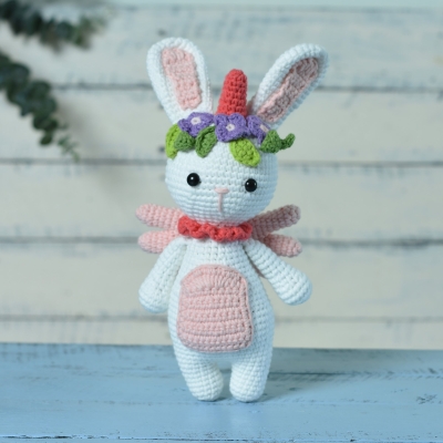 Little Bunicorn, Stuff Bunny Unicorn, Crochet Bunicorn Toy, Handmade Gift