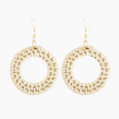 Rattan Earrings for Women Handmade Straw Wicker Braid Geometric Statement Earrings