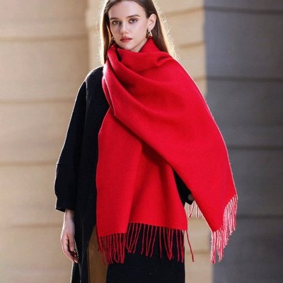   Women's Red Cashmere Scarf High Quality Winter Soft Large Shawl