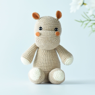 Little Hippo Crochet Animal Handmade Amigurumi Stuffed Toy Doll High Quality