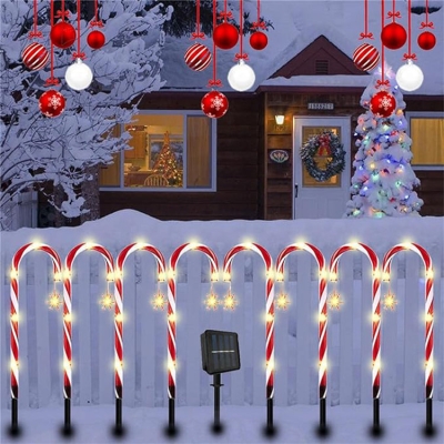 8-Pack Candy Cane LED Outdoor Lights, 8 Mode Lighting Solar, Christmas Path Markers, Indoor and Outdoor Christmas Stake Lights