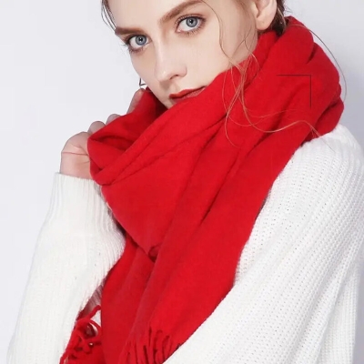 Autumn And Winter Macaron Solid Color Scarf, Oversized Fashionable And Elegant Tassel Shawl Suitable For All Seasons