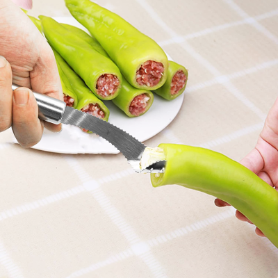 Pepper Seed Corer Remover, Jalapeno Pepper Corer Tool Chili Deseeder, Sharp Edge Kitchen Gadget Seed Remover
