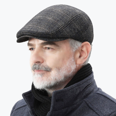 Newsboy Hats with Earflaps for Men Flat Cap Cotton Warm Driving Hunting Hat