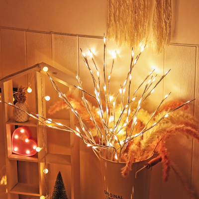 Branch Light Single Length 29.5 Inch Battery Powered Decoration Lights Up Christmas Room Home Romance (White)
