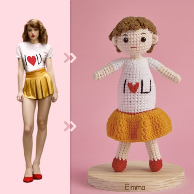 Full Body Customizable 1 Person Custom Crochet Doll Personalized Gifts Handwoven Mini Dolls - I Love U Girl
