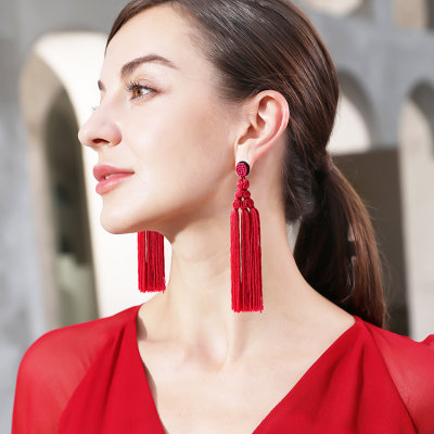 Handmade Bohemian Tassel Ear Drop Dangle Earrings Vintage Fringe Stud Earrings