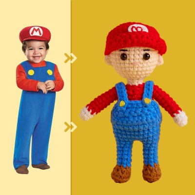 Full Body Customizable 1 Person Custom Crochet Doll Personalized Gifts Handwoven Mini Dolls - Mario