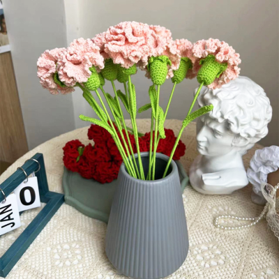 Crochet Carnation, Knitted Artificial Flowers for Gift Wedding Bouquet Anniversary