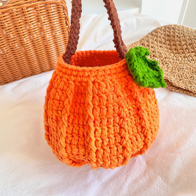 Handmade Crochet Pumpkin Bag, Cute Knitted Purse, Funny Crochet Bag