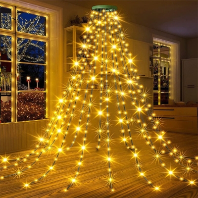   Christmas String Lights 6.56/9.84ft Ring Waterfall Light Strip 8 Modes RC Waterproof Decorative XmasTree