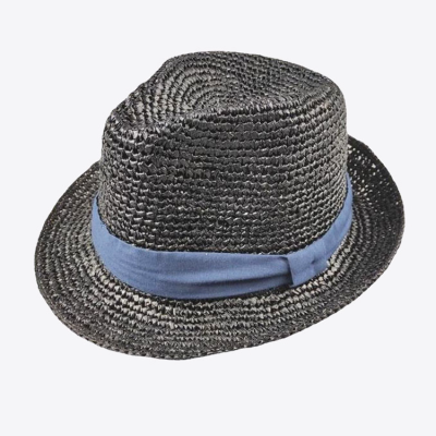 Natural Raffia Fedora Hats Short Brim Trilby Hat for Men Packable Roll Up Panama Hat