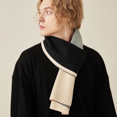   Men's Wool Scarf Plaid Thickened Warm Versatile Stripes