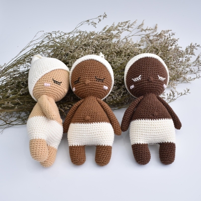 Sleeping Baby Hoki Amigurumi Crochet Animal Handmade Stuffed Toy Doll